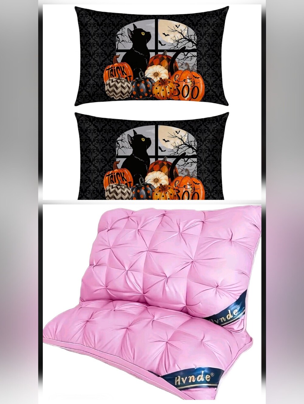 Halloween (**4-PC SET*) 5-Star Hotel Plush Pillows AND Pillowcases!! Decor NEW